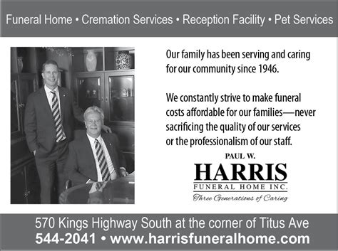 Harris funeral home rochester ny - Rochester, New York. ... Paul W. Harris Funeral Home - Rochester. 570 Kings Hwy South, Rochester, NY 14617. Call: (585) 544-2041. People and places connected with Joan. Rochester Obituaries.